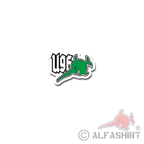 U96 swordfish green sticker U boat fish sawfish Marine 10x7cm # A4142