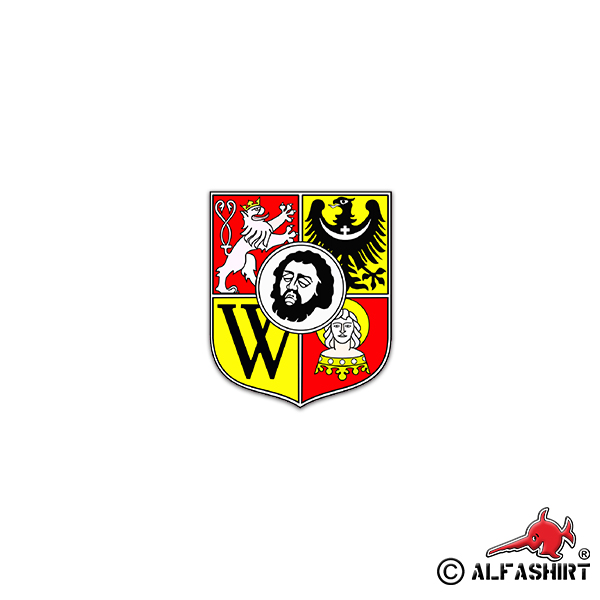 Aufkleber/Sticker Wappen Breslau Schlesien Niederschlesien Polen 6x7cm#A2300