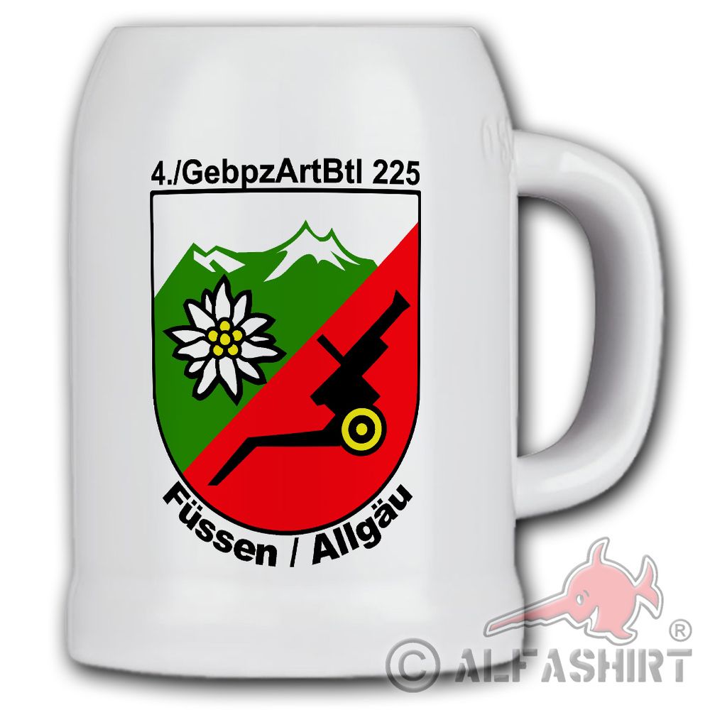 Beer mug 4Kp GebPzArtBtl 225 coat of arms armored artillery Bundeswehr BW # 35189