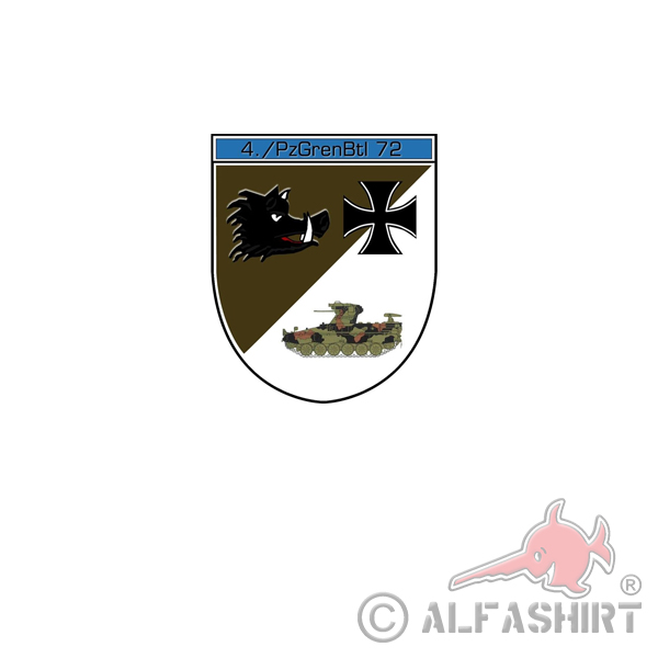4 Company PzGrenBtl 72 Panzergrenadierbataillon PzGren Sticker 7x7cm # A4092