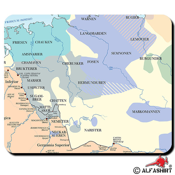 Germanen Karte Germanische Stämme 100 nach Christus Aufteilung Mauspad #16142
