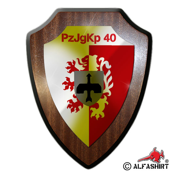 Heraldic shield PzJgKp 40 Panzer Jäger Kompanie BW crest badge emblem # 16127