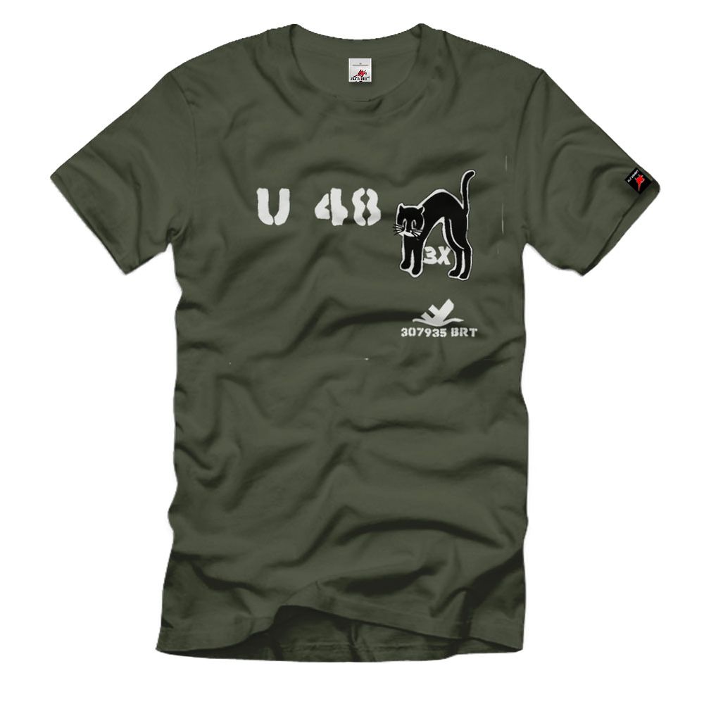 U Boat U48 Kater WK Marine Register Tonnen U Boot Unterseeboot T Shirt #2192