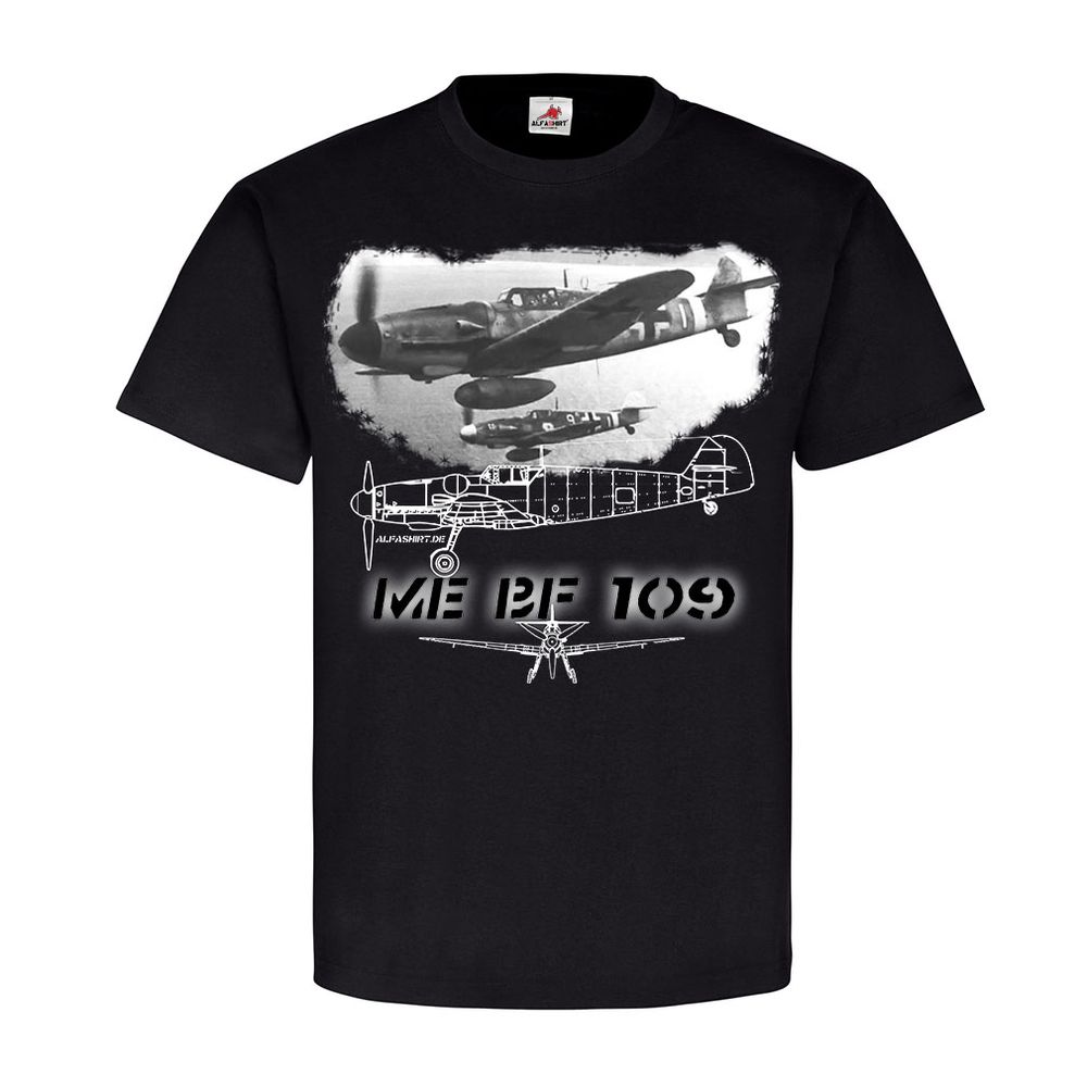ME Bf 109 Jäger Luftwaffe Flugzeug Flieger Bild Foto-Druck Pilot T Shirt #21511