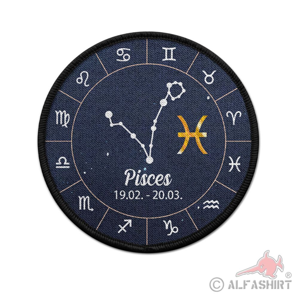Patch 9cm Sternzeichen zodiac signs Fische Pisces Februar März #42987