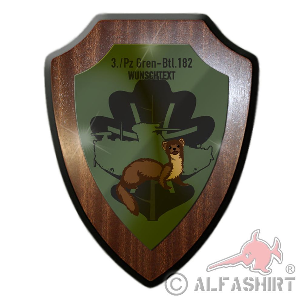 Heraldic shield 3 PzGrenBtl 182 PERSONALIZED Desired text Wappen Bundeswehr # 37380