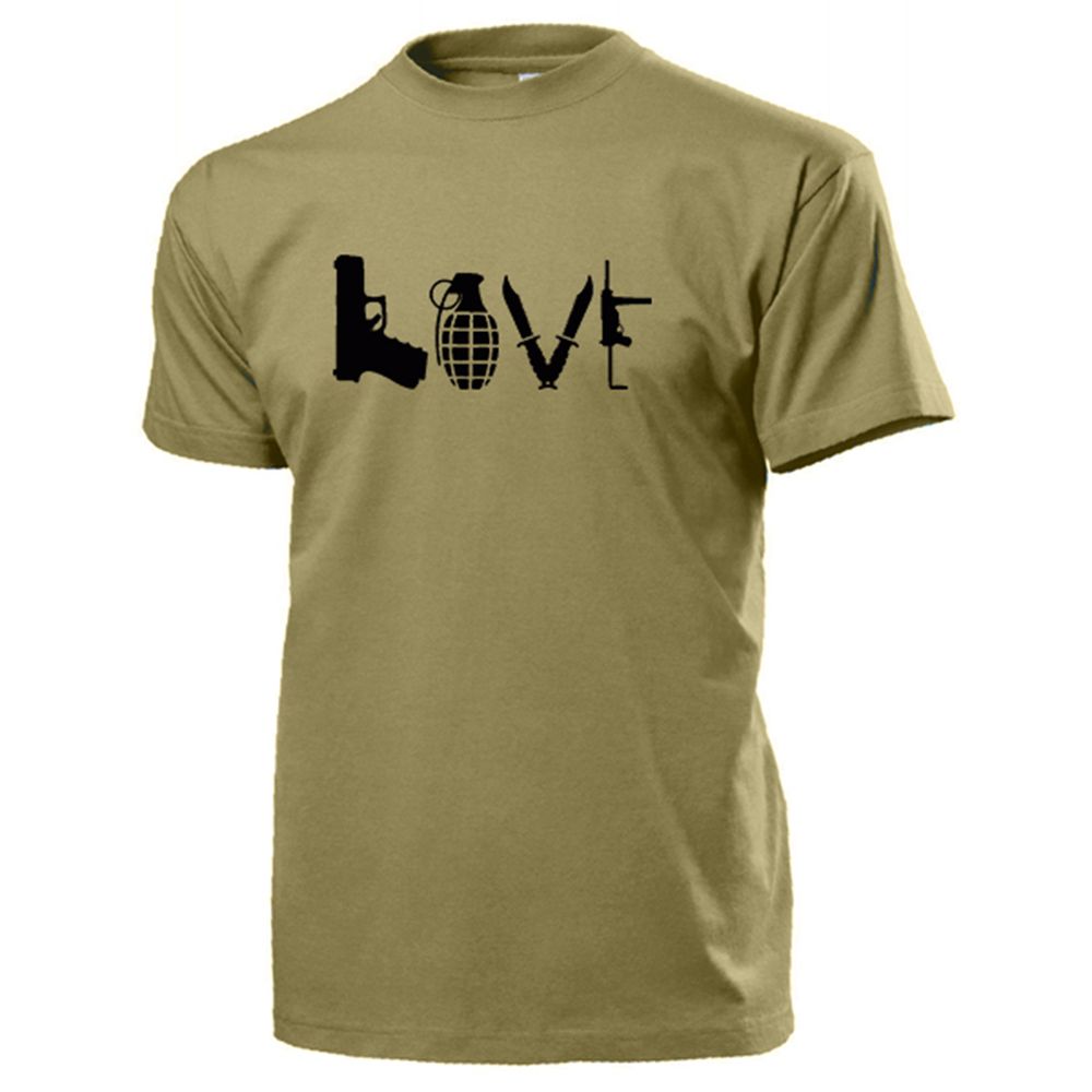 LOVE Waffen Pistole Granate Messer Kampfmesser MP - T Shirt #14610