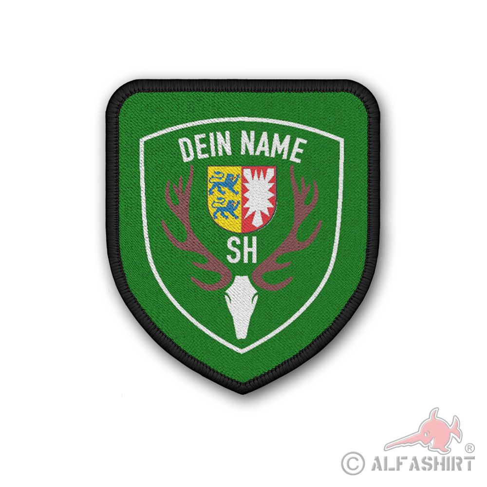 Patch personalisiert Jagd Jäger Schleswig-Holstein SH Geweih Hirsch Wild #43670