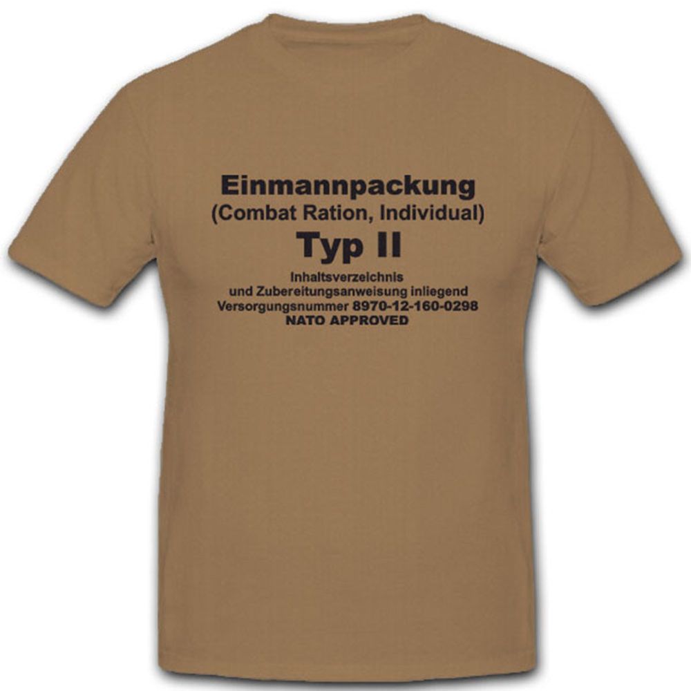 Epa Einmannpackung Typ 2 Bundeswehr Militär Nahrung Fressen - T Shirt #4976 