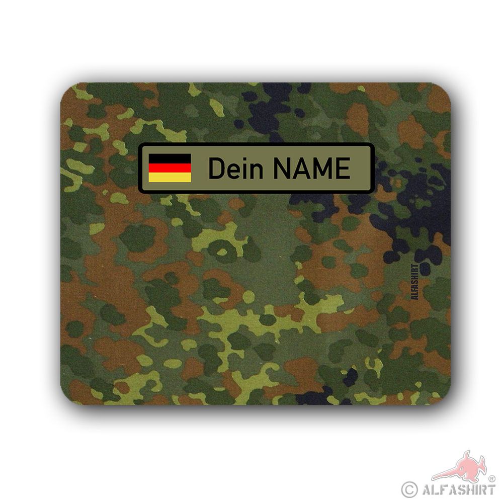 Mousepad BW Flecktarn mit deinem Namen Bundeswehr Namens Schild Streifen #35062