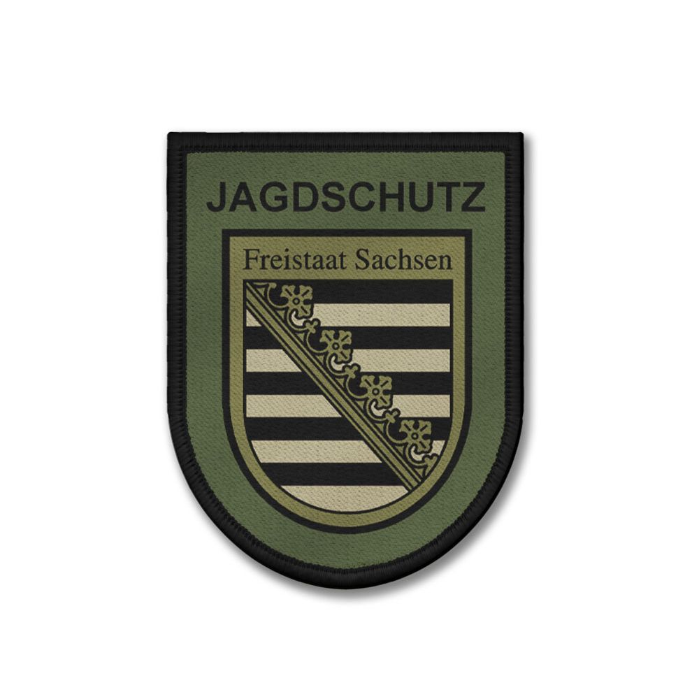 Patch 9x7cm semicircular coat of arms Saxony SN federal state DE GER hunting protection #46265