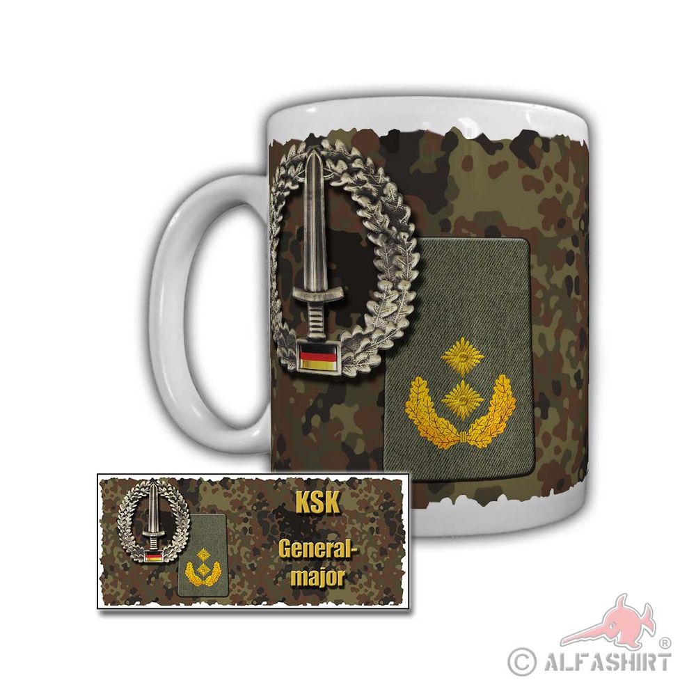 Tasse KSK Generalmajor Rangabzeichen Bundeswehr Dienstgrad GenMaj GM OF 7 #29751