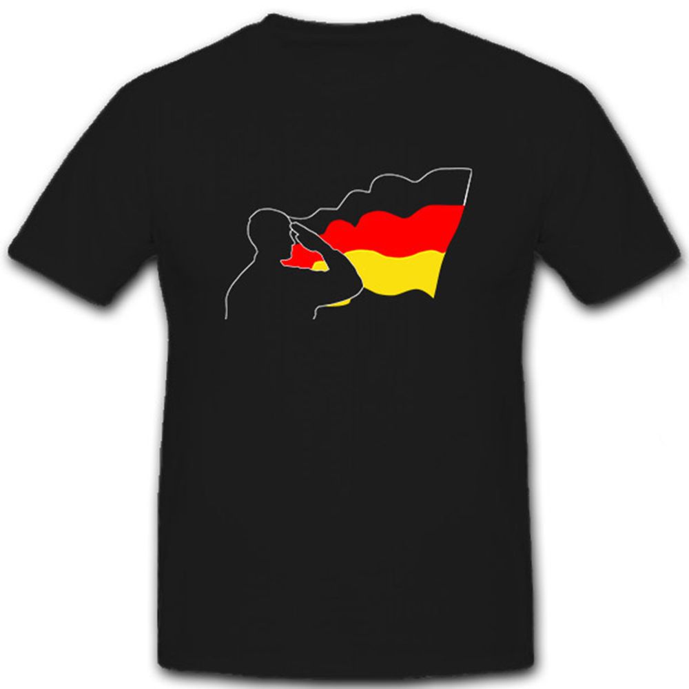 BW Soldat salutiert vor Fahne Deutschland schwarz rot gold - T Shirt #6892