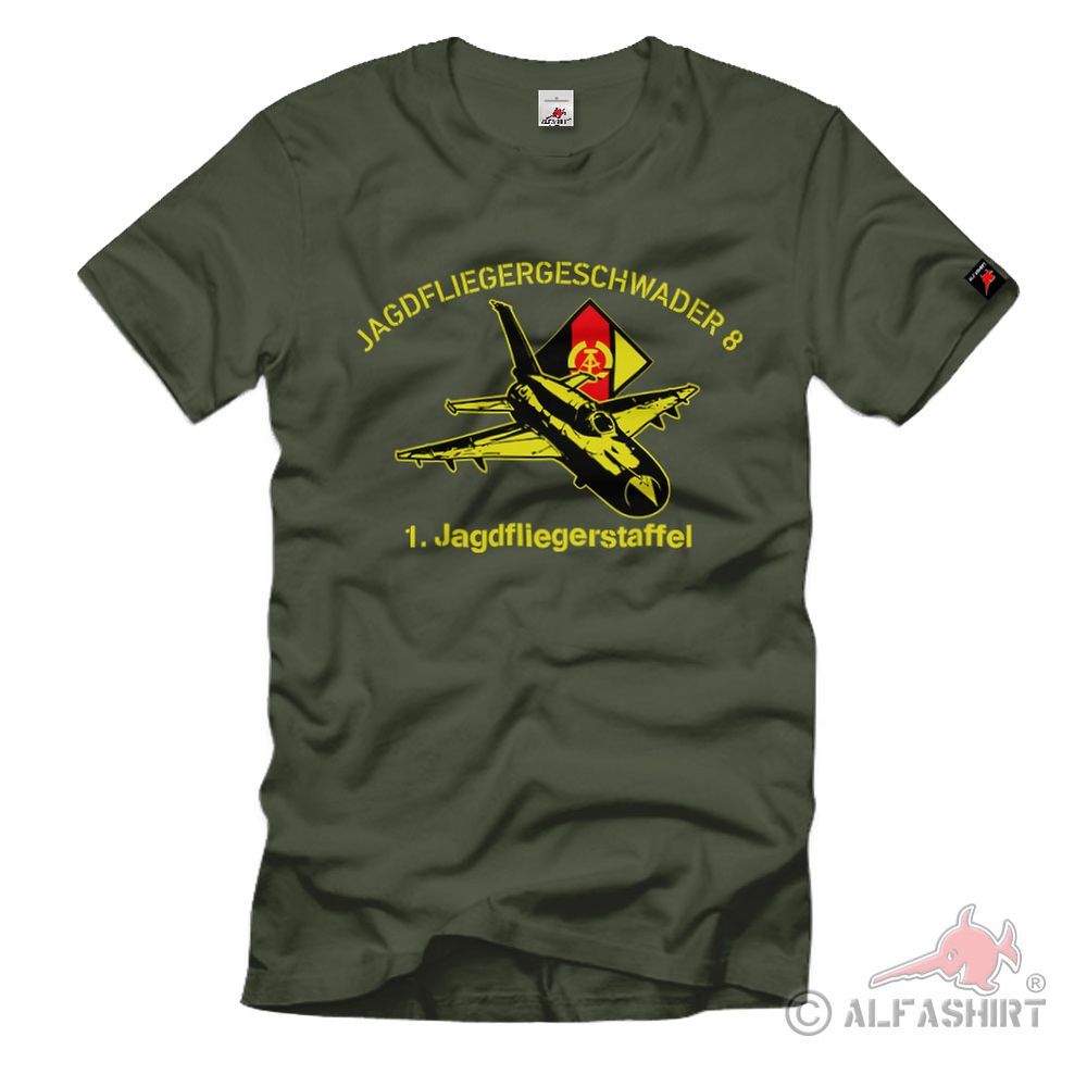 Jagdgeschwader 8 NVA Militär Wappen Flugzeug Jet Abfangjäger T-Shirt #40282