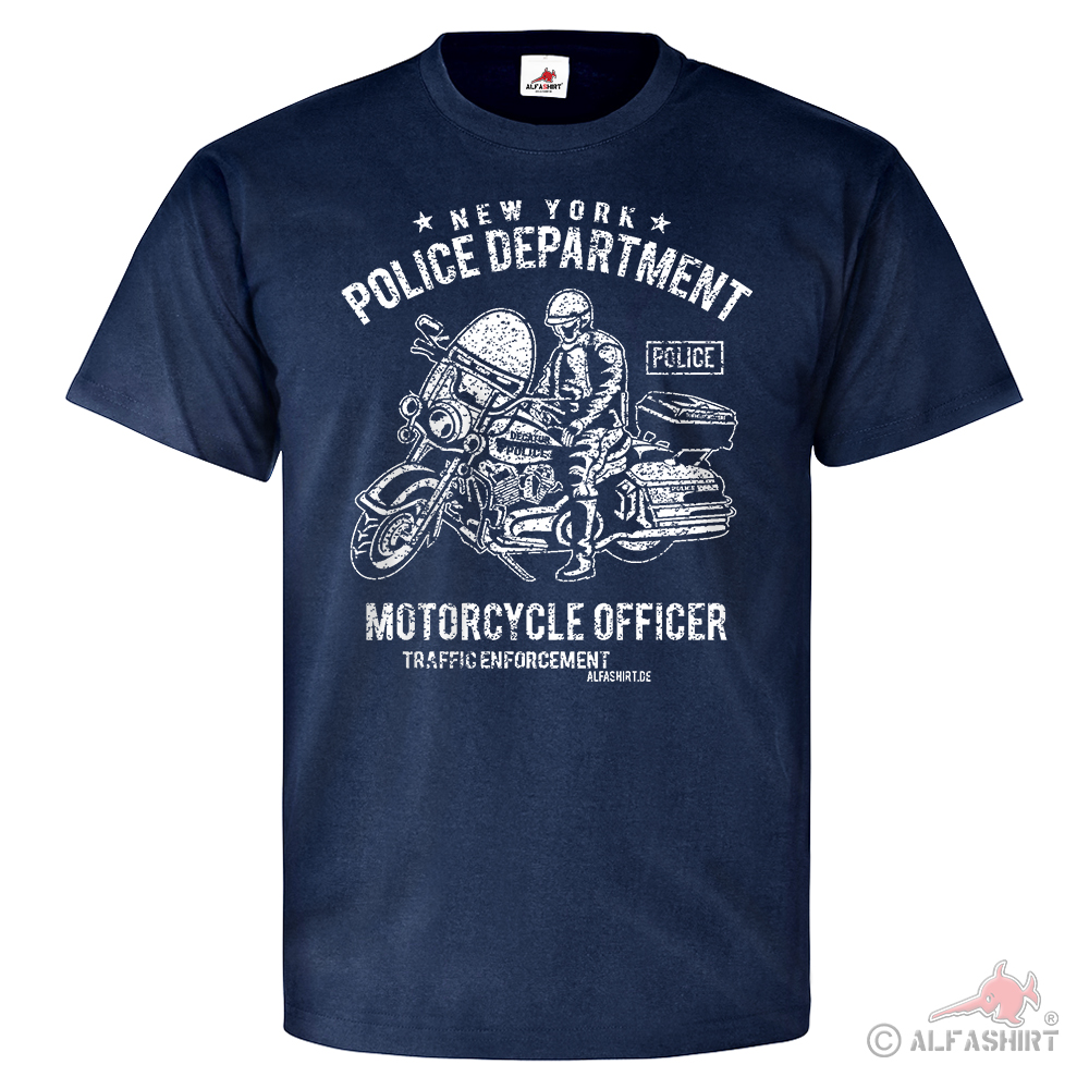 New York Police Department Motocycle Polizei Amerika Vintage - T Shirt #25850
