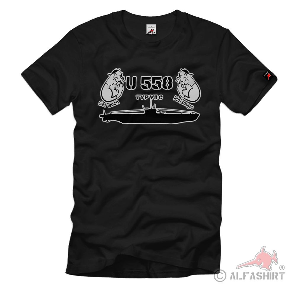 U-558 U-Boot Sei wach Holzauge Typ VII C Günther Krech Wappen T-Shirt #39918