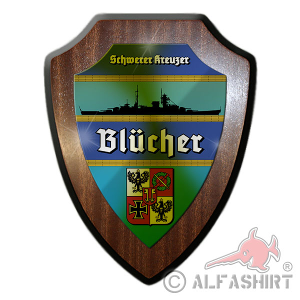 Wapenschild Schwerer Kreuzer Blücher Schiff Gedenk Tafel Oslofjord #12066