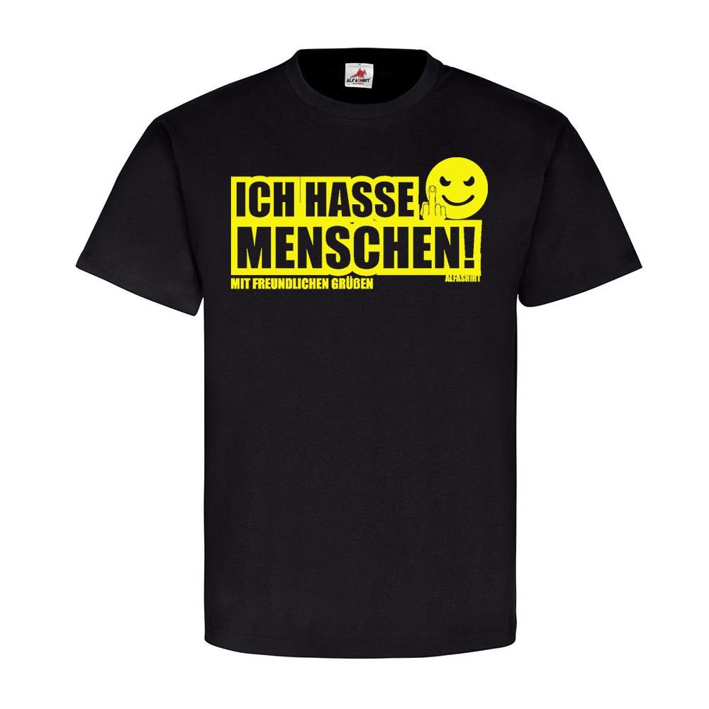 Ich hasse Menschen Fun Spaß Humor Mittelfinger Emoji T Shirt #23488