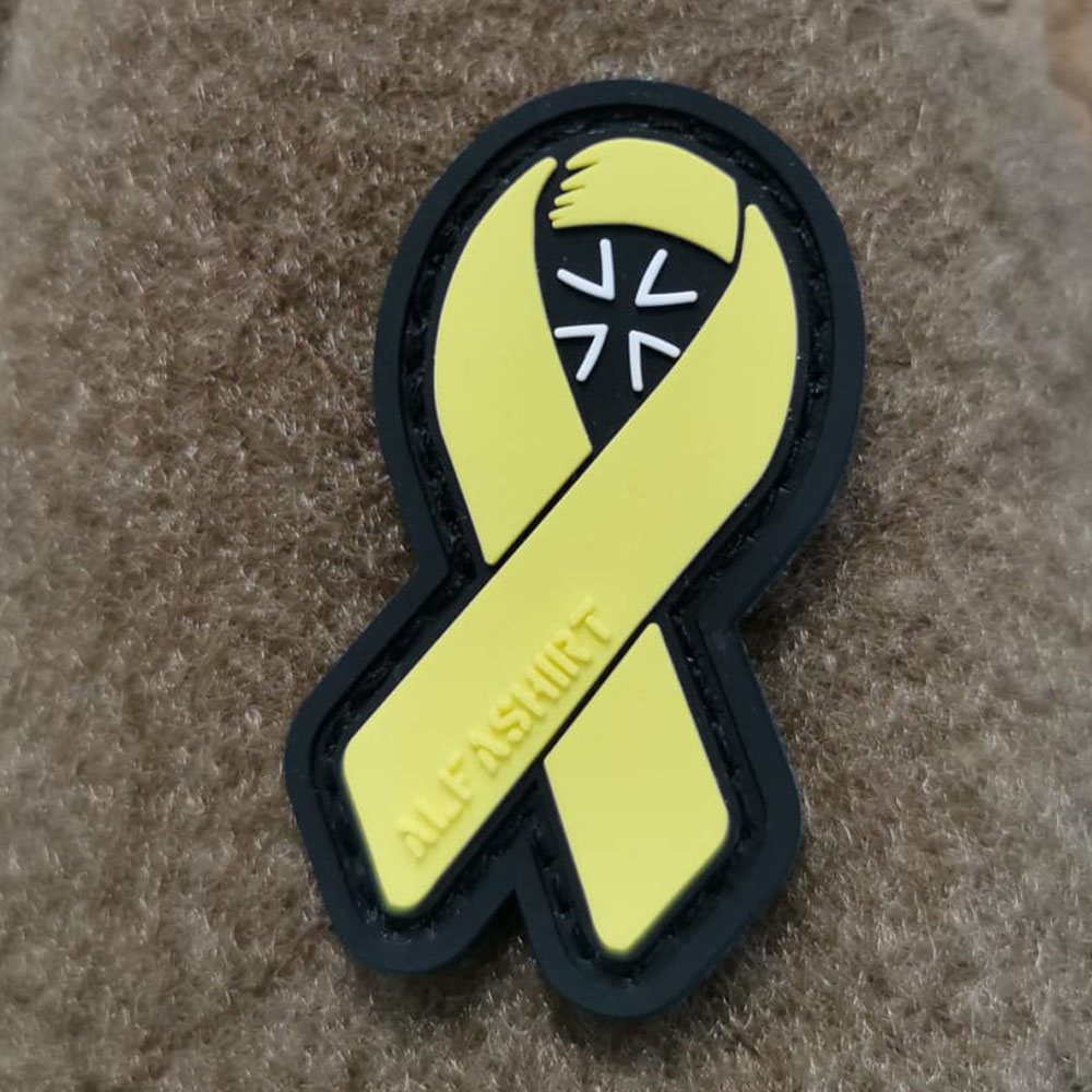3D Rubber Patch Bundeswehr Yellow Loop Soldier Reservist Ribbon 5x3cm # 38140