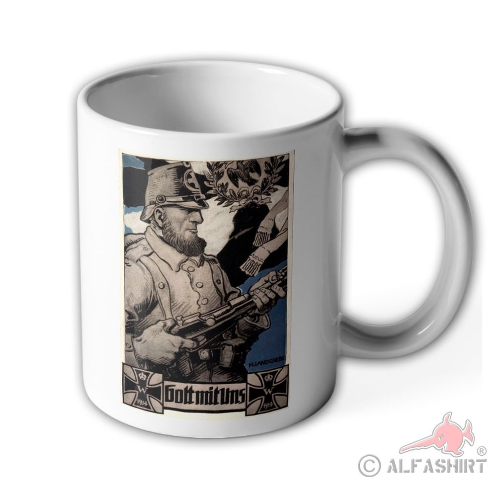 Tasse Landwehr 1914 Preußen Landsturm Soldat Ansichtskarte Becher#37854