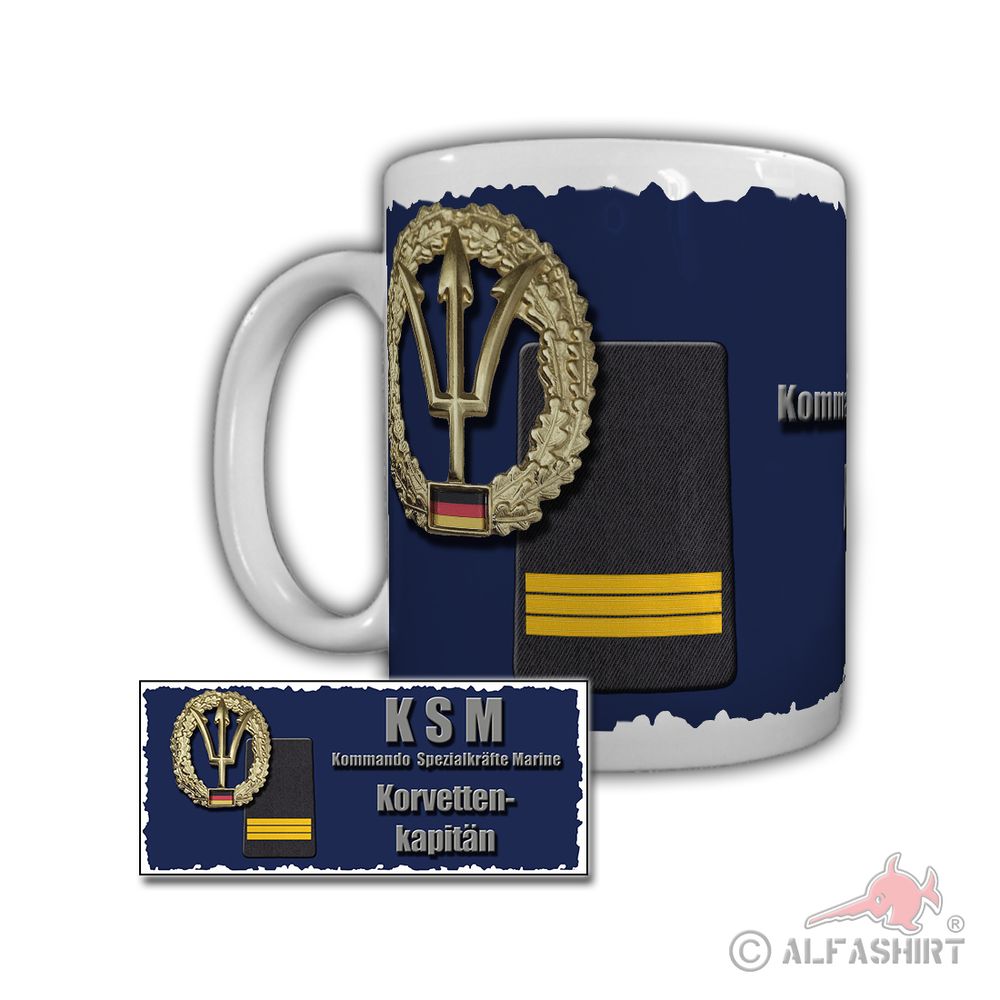 Tasse KSM Korvettenkapitän Marine Sachsen-Klasse F 124 Rangabzeichen #29289
