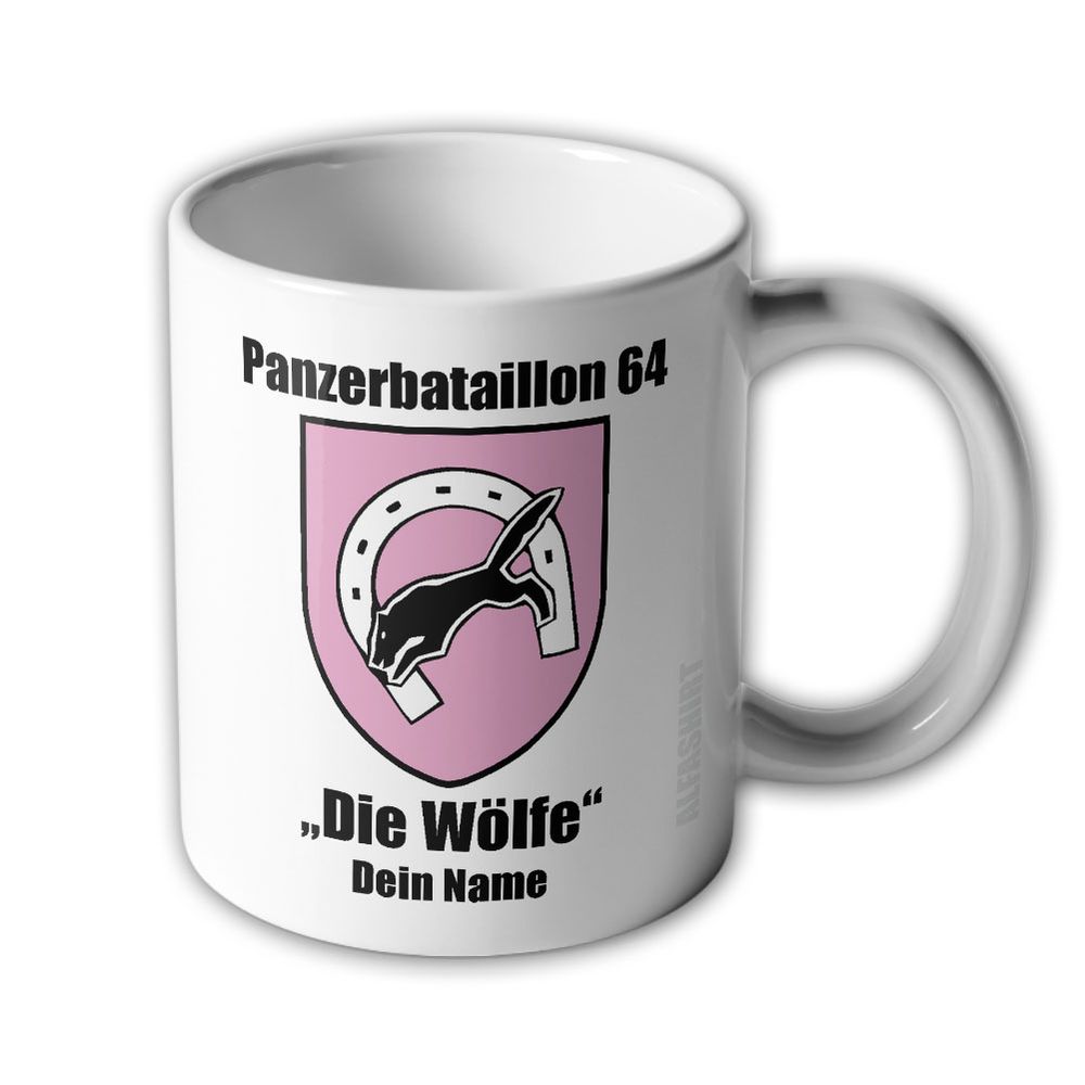 Tasse Panzerbataillon PzBtl 64 Die Wölfe Rosa Waffenfarbe Heer BW #47104