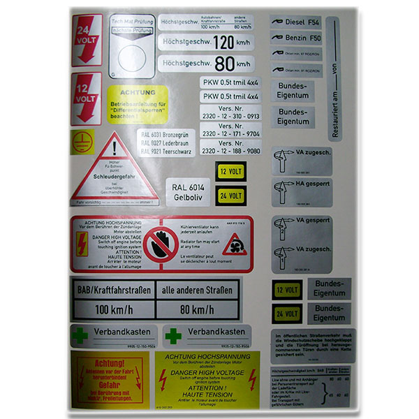 Sticker set for VW Iltis 283 BW dashboard BW gearbox radio A3255