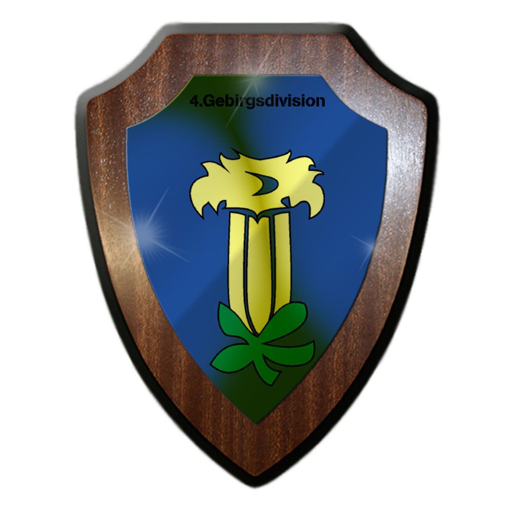 Heraldic shield 4 mountain division wall sign Heuberg gentian federation army # 31588