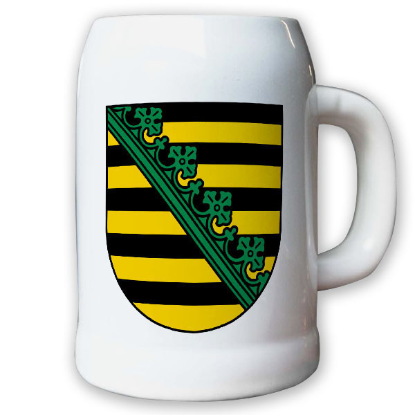 Krug / Bierkrug 0,5l - Wappen Landeswappen Fahne Flagge Sachsen Geschichte #9419