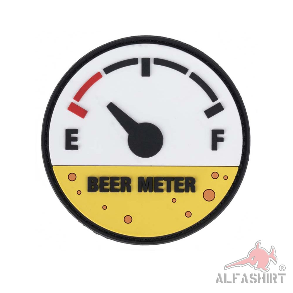 3D Patch Beer Meter Bier Meter Anzeige trinken Party Rubber 8x8cm  #43641