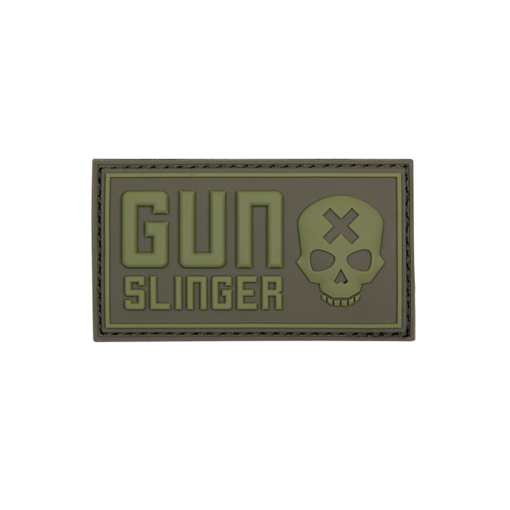3D Rubber Gun Slinger Patch Alfashirt Airsoft Pistole Skull Held 4  x 7 cm#26972