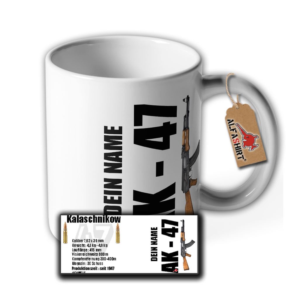 Kalaschnikow 47 Tasse Personalisiert Kaffeebecher Waffe MG AK Armee #35003