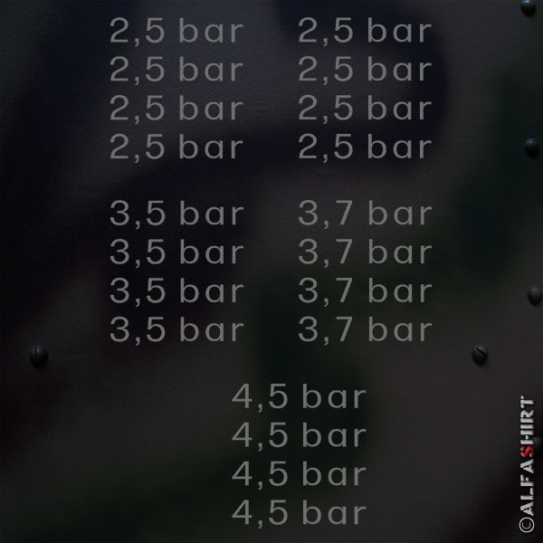 Sticker tire pressure set in bar mudguard sticker 1,65x7,5 cm A659