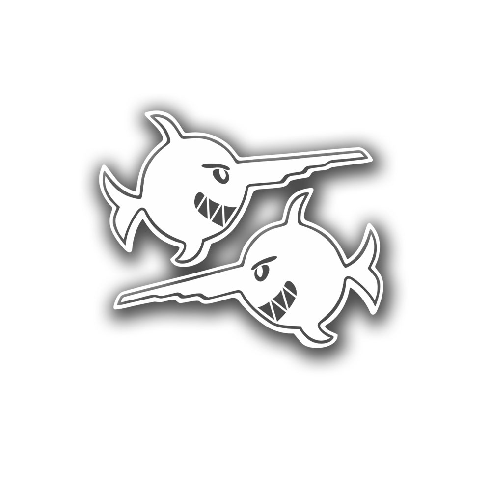 Aufkleber 2x 50x30cm U-Boot U96 böser lachender Schwertfisch Sägefisch #A6356