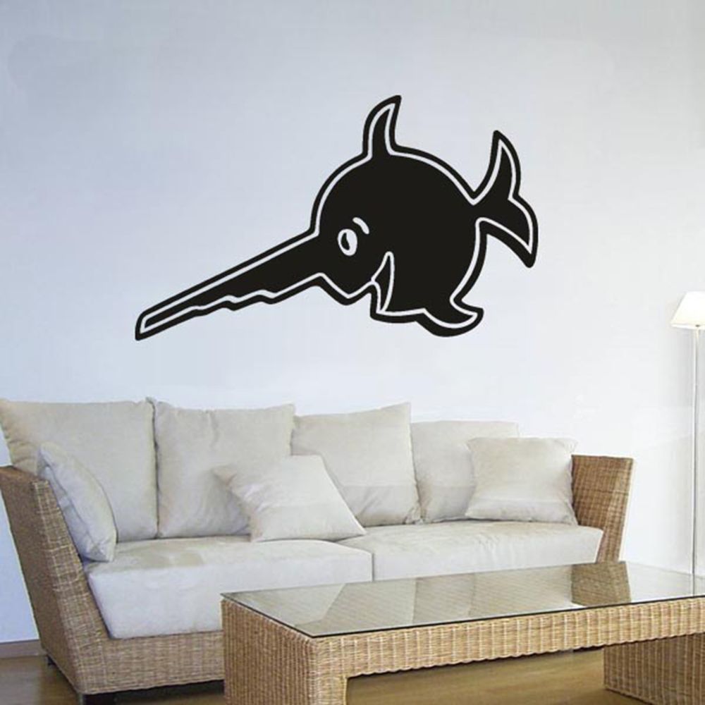 Sägefisch UBoot Wappen Abzeichen - Aufkleber (schwarz, 45cm x 74cm) #3432