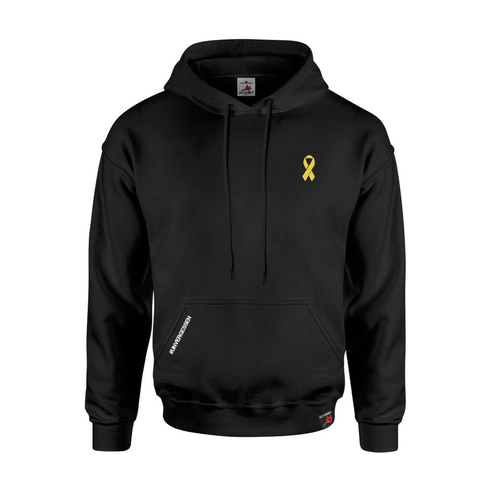 Premium Hoodie GESTICKT UNVERGESSEN Gelbe Schleife Veteran Soldat Einsatz Kapuzenpullover #47497