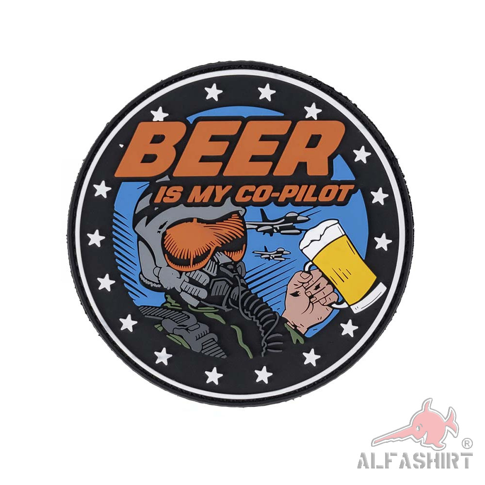 3D Patch Beer is my Co-pilot Bier Pilot Flieger Luftwaffe 10x10cm 43642