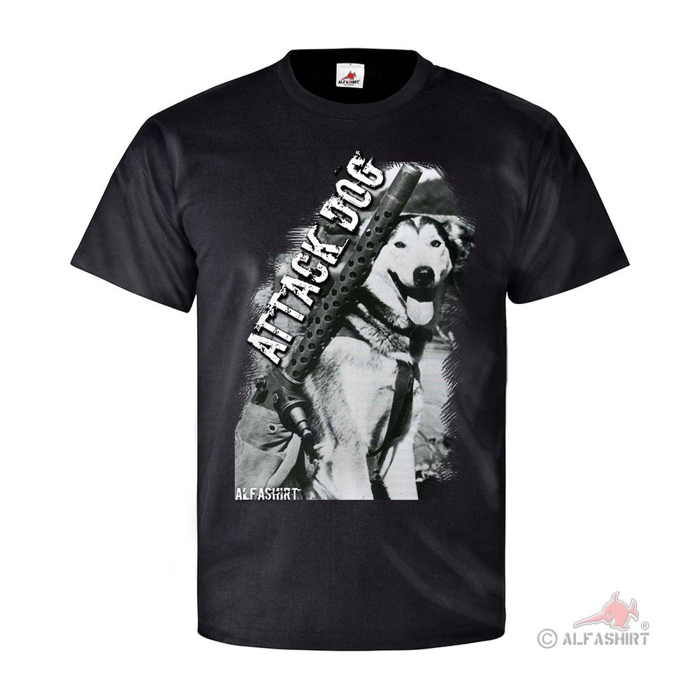 Attack Dog Kampf Hund US Army Siberian Husky MG Maschinengewehr T Shirt #27191