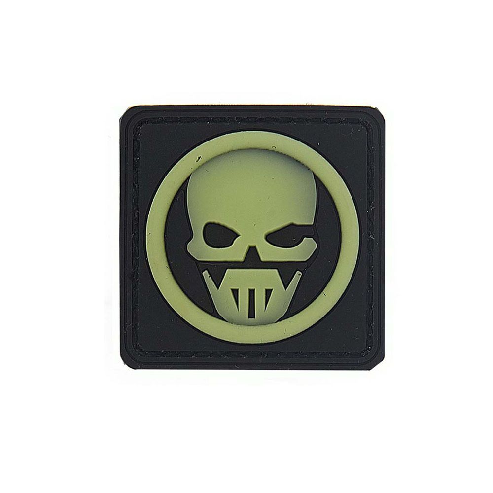 3D Rubber Patch 4,3x4,3cm PVC ghost logo airsoft gear green  #48024