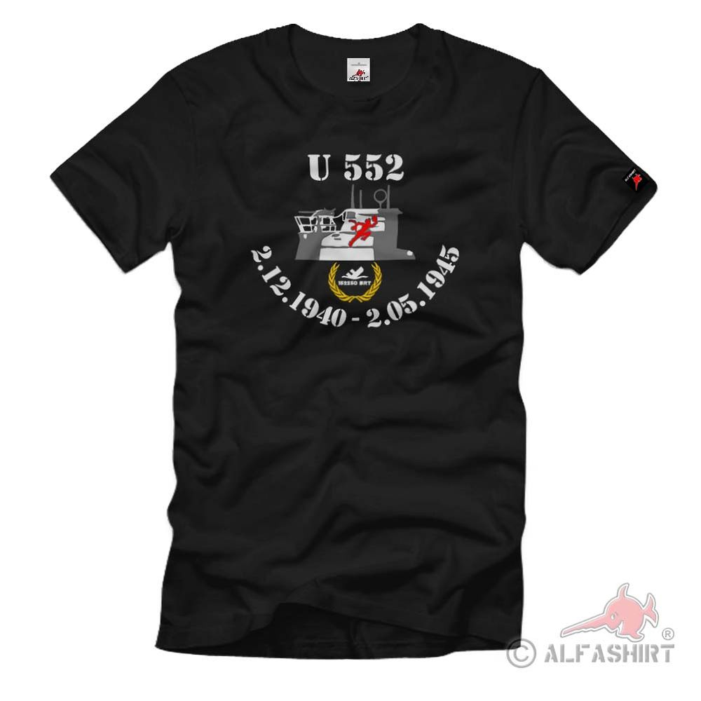 U 552 deutsches U-Boot vom Typ VII C Marine WK 2 Roter Teufel- T Shirt #1753