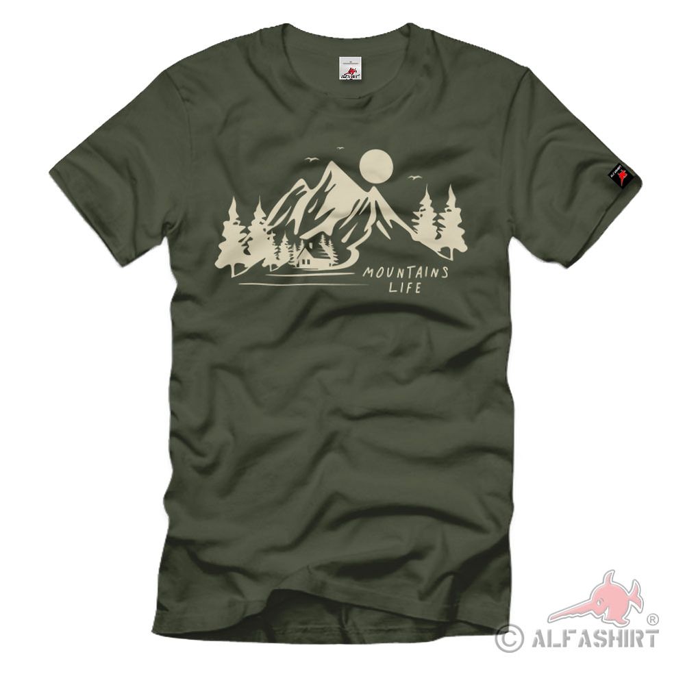 Mountains Life Hut Mountains Wilderness Forest Bushcraft Survival T-Shirt # 36679