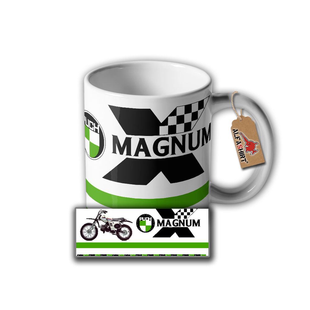 Tasse Puch Magnum X Oldtimer Motorradzubehör Kaffeebecher Motocross #32304