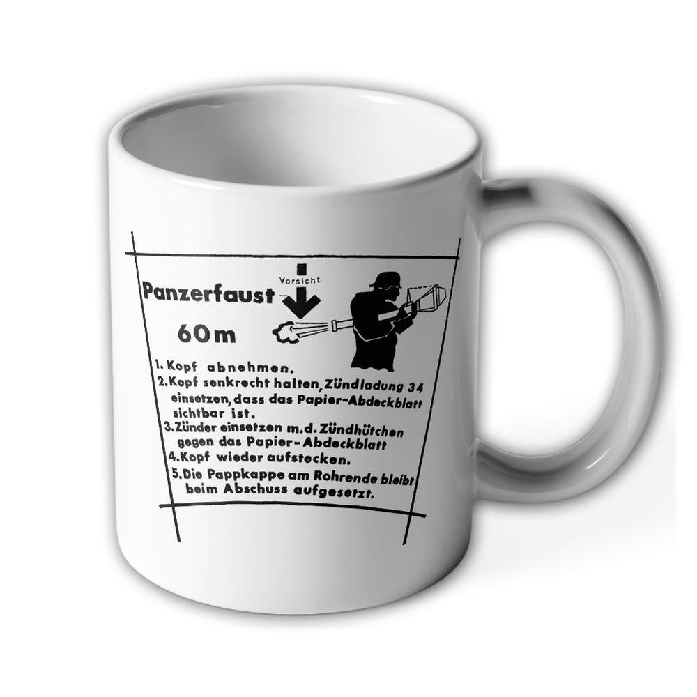 Tasse Panzerfaust Wh Panzer Abwehr Anleitung Beschriftung Decal WW2#26171