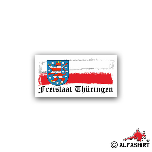 Sticker Thuringia Free State TH Federal Republic of Erfurt 14x7cm A2008