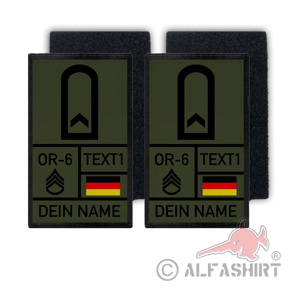 Rank Patch 9,8x6cm Feldwebel mit Namen Fw Bundeswehr Dienstgrad Abzeichen #36506