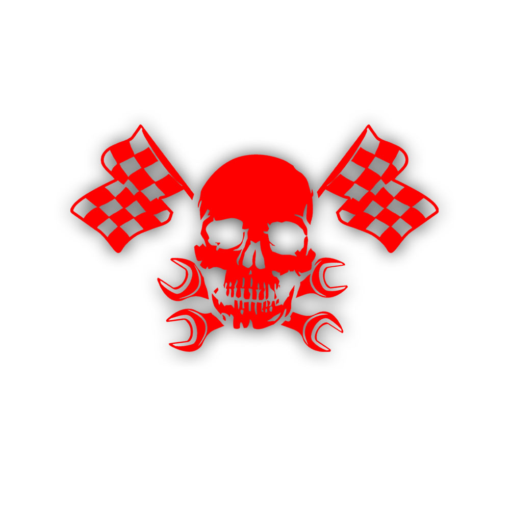 Sticker Skull Racing Skull Flags Racing Tuning 45x72cm # A5537