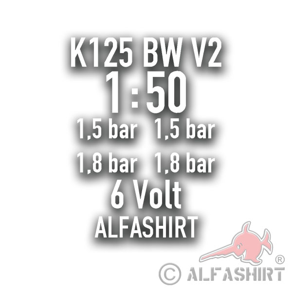 V2 K125 BW SET Motorcycle Bundeswehr Sticker Tire Pressure Bike 10x7cm # A4303