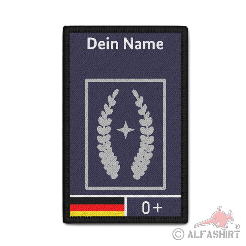Rank Patch 9,8x6cm personalisiert Blutgruppe Name NRW Leiter #43786