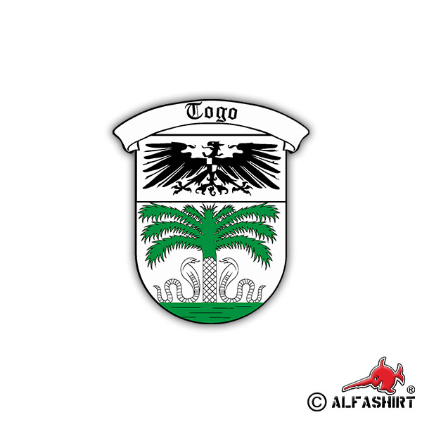 Aufkleber/Sticker Togo Kolonie Wappen Abzeichen Afrika Logo 7x6cm A1078