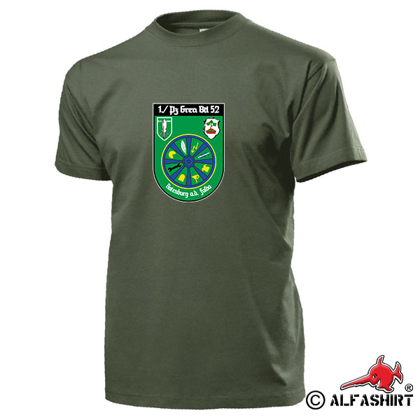 1 PzGrenBtl 52 Panzergrenadier Bataillon BW Wappen Abzeichen - T Shirt #15450